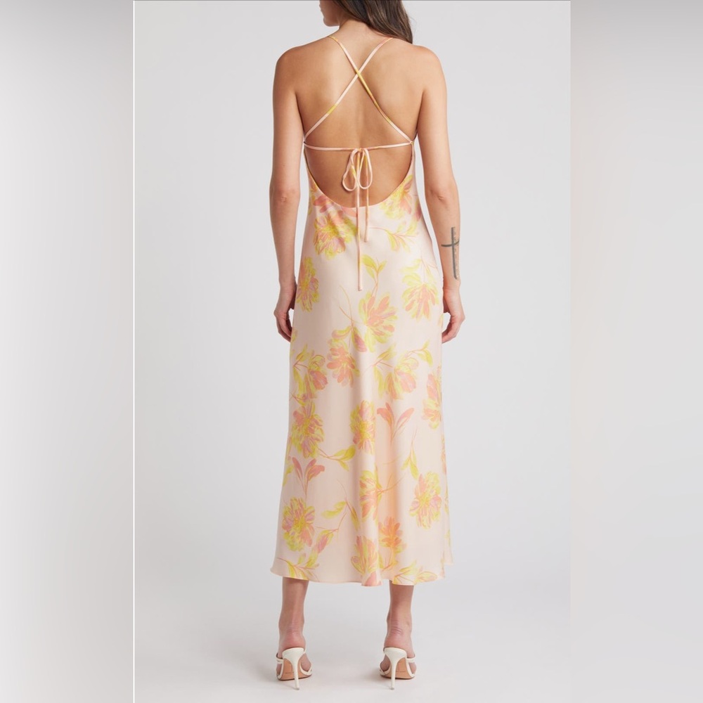 New! WAYF Nordstrom Lolita Cowl Neck Satin Gown Size Women’s medium - Picture 6 of 13